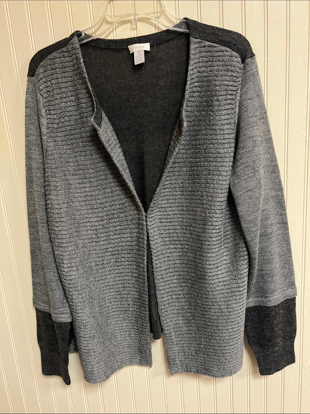 Chicos Gray Black Cardigan Size 3